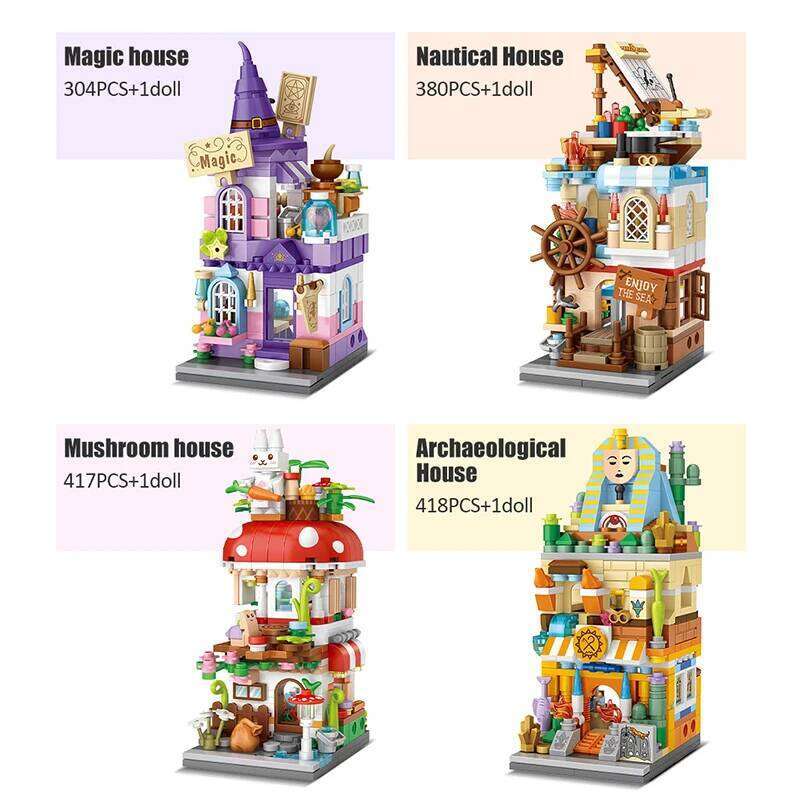 Mini Building Blocks City Street Mushroom Magic House 3D Castle Assembly Model Decoration Children's Educational Toys Gift Z260306
