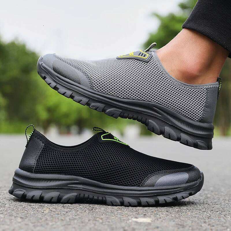 Outdoor Men's on Cool in Summer Mesh Anti Slip Walking Shoes Fashion Breathable Comfortable Black Sneakers for Men