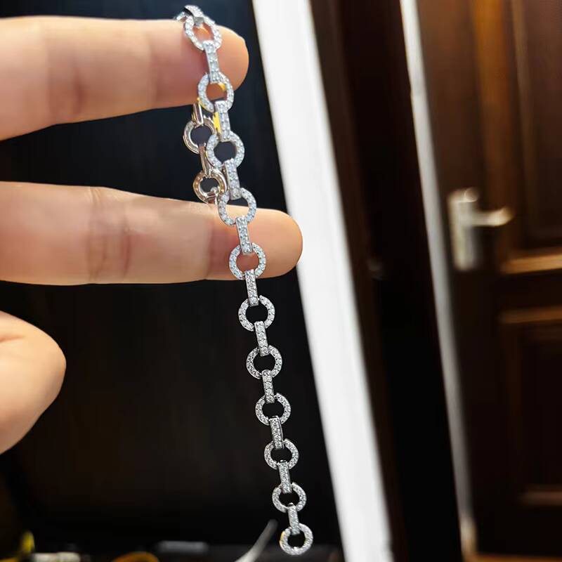 Wholesale Moissanite Jewelry Lucky Four-leaf Clover VVS1 Certificates Rhodium Fashion Tennis 925 Silver Jewelry Bracelet 12/15