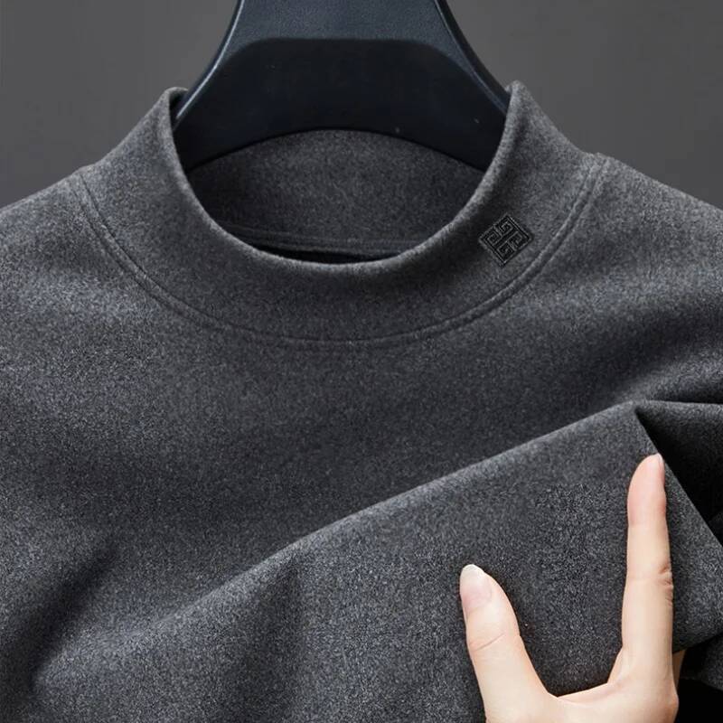 Hot Selling High-Quality Men's Double-Sided Velvet Sweatshirt O-Neck Elastic Soft Print Base Autumn Winter Versatile Menswear