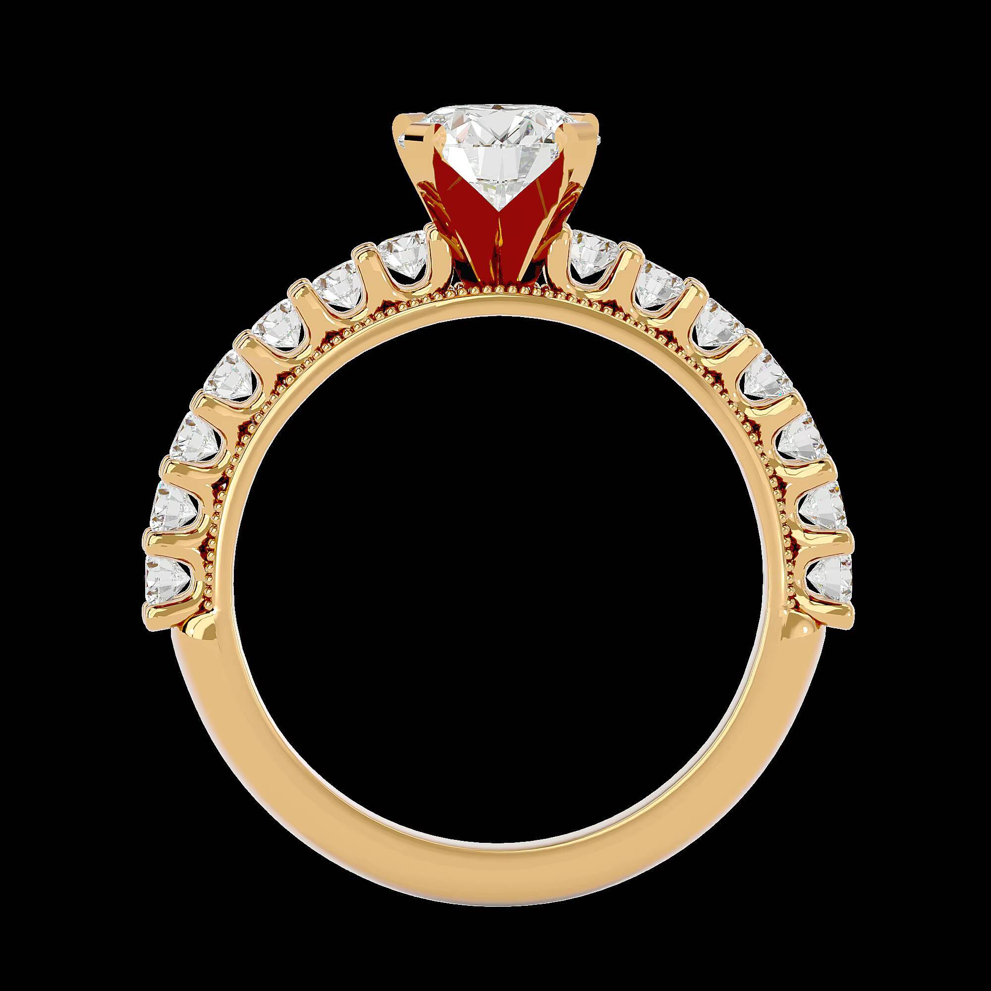 Allison 14K Yellow Gold Solitaire Ring Princess Emerald Oval Cut Diamonds Rhodium Plated IGI Certified Hip-Hop Romantic Style