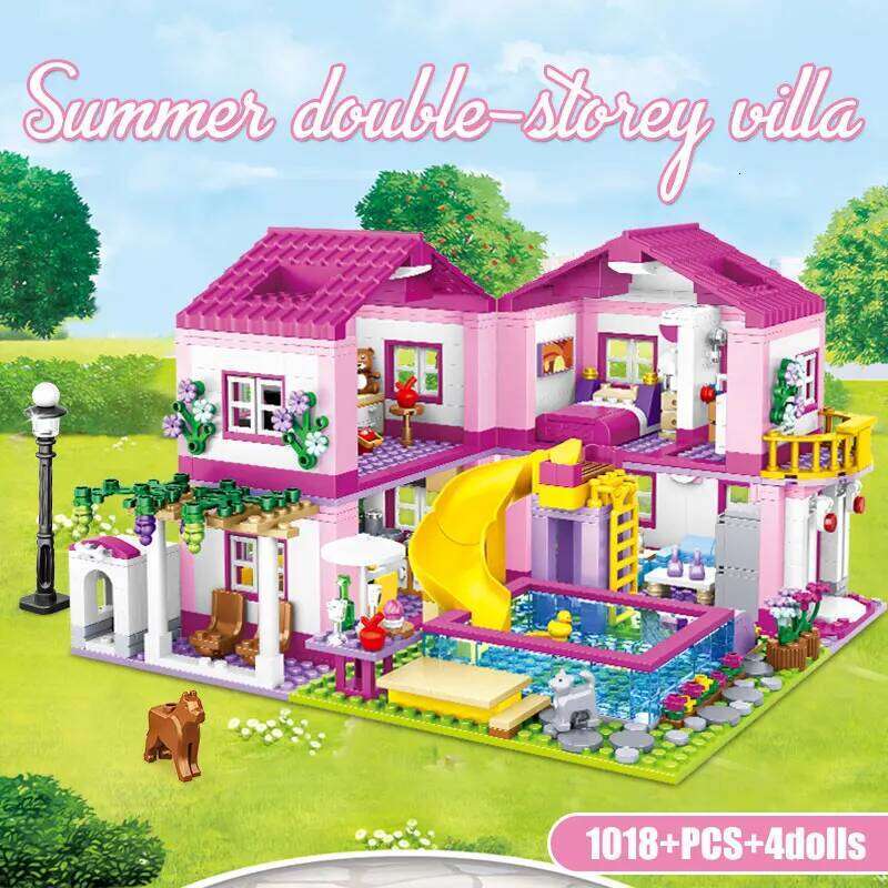 City House Summer Holiday Villa Castle Building Blocks Sets Figures Swimming Pool DIY Toys For Kids Friends Girls Birthday Gifts Z260306