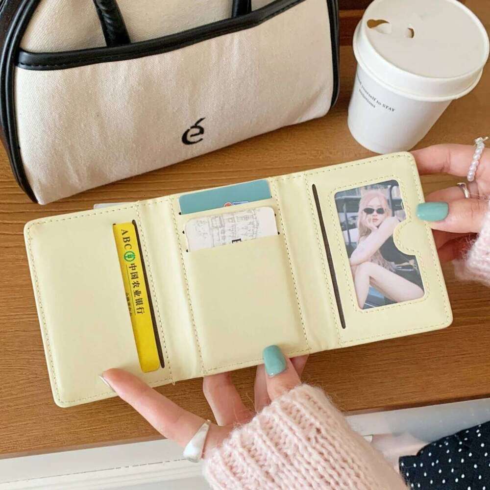 New Cute Cats Tulip Brief Three-fold Coin Women's Advanced Money Clip Purse Everyday go Shopping Use Gifts C260304