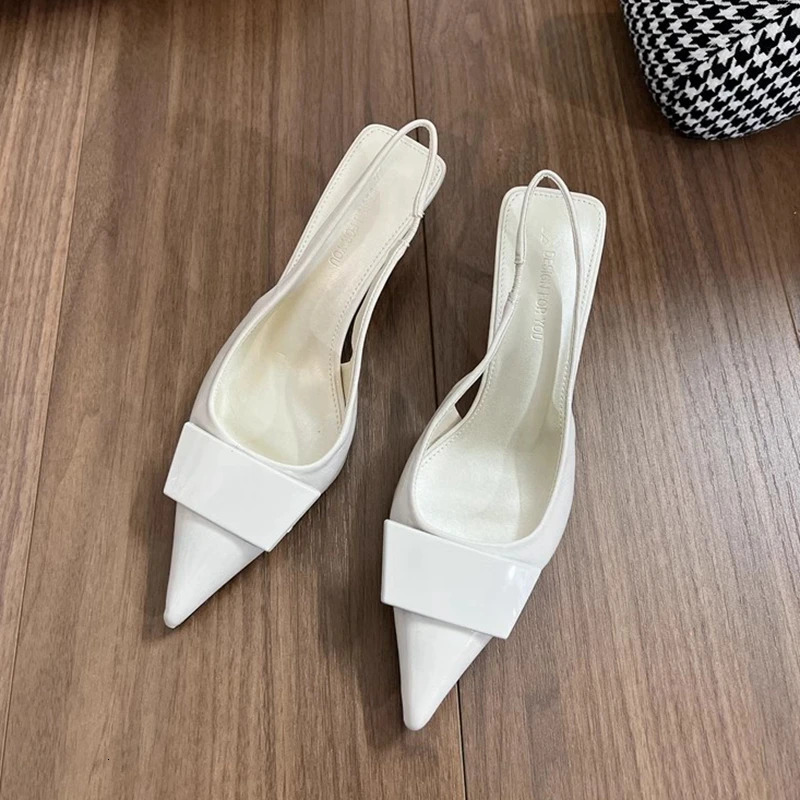 SUOJIALUN Spring Women Sandal Fashion Buckle Ladies Elegant Dress Slingback Shoes Thin High Heel Pointed Toe Pump 260303