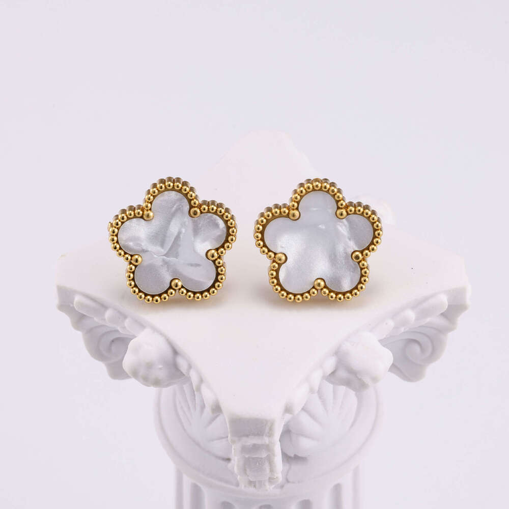 Womens Jewelry Earrings stud Summer New Trendy Four Leaf Clover Titanium Steel Earrings Niche Stylish Elegant Comfortable All Match Ear Jewelry For Wo