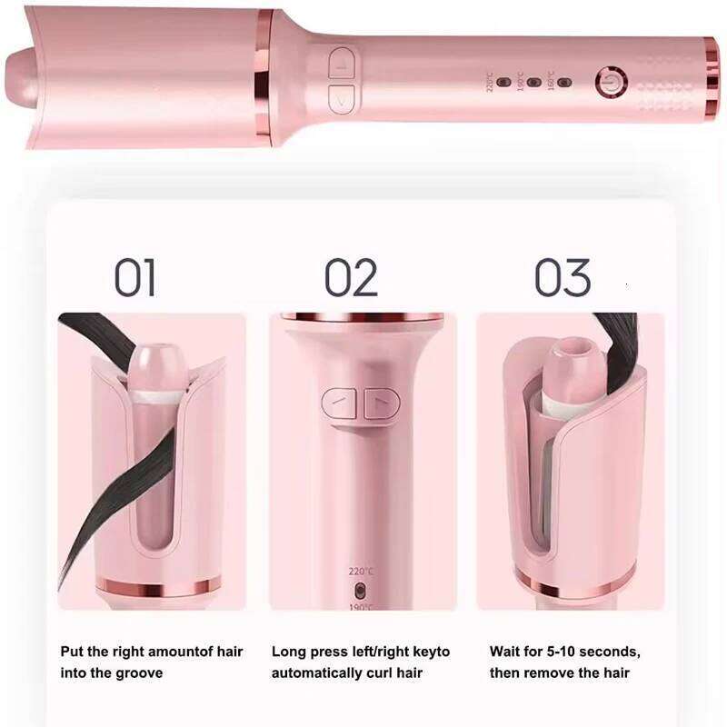 Customized Iron Ceramic Auto Rotating Curling Wand LED Automatic Hair Curler for Household Salon 26Y0306