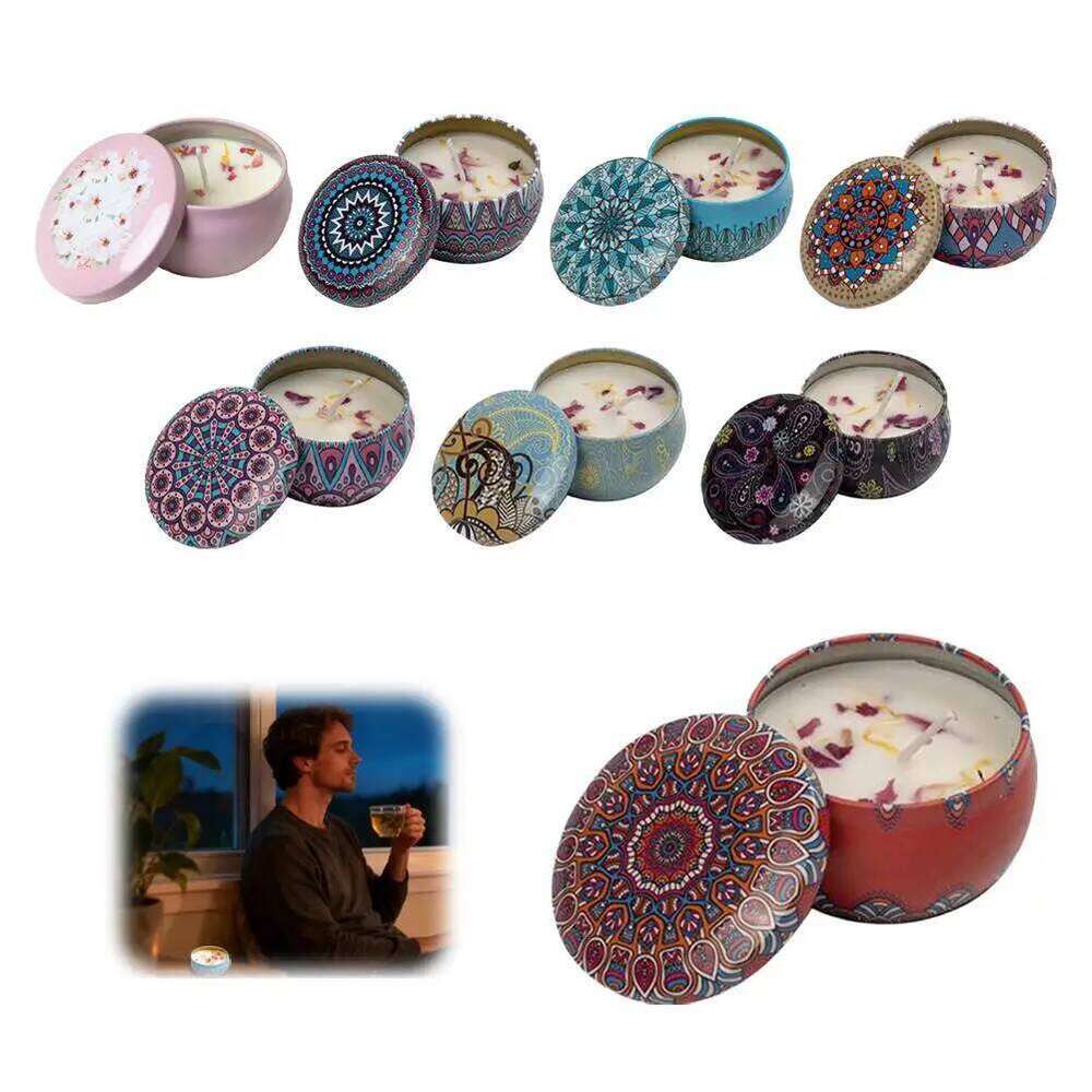 Natural Plant Wax Scented Candle Essential Oil Floral Aroma Home Bathroom Decorative Can Office Tin Gift Retro Camping L1M4 W260304 W260305