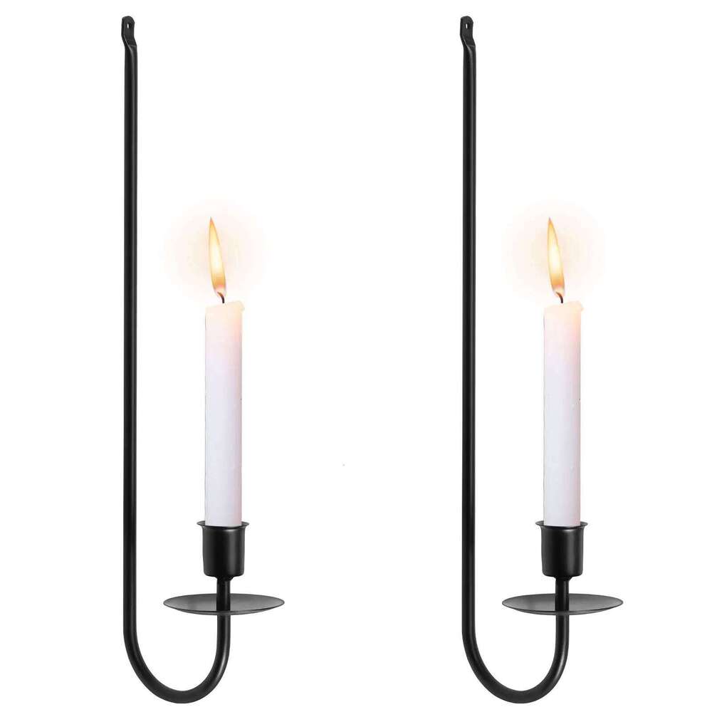 2pc Metal Candlestick Wall Art Iron Holder Ornaments L Shape Hang Candle Sconce for Bedroom Dining Living Room Decor XJ260305
