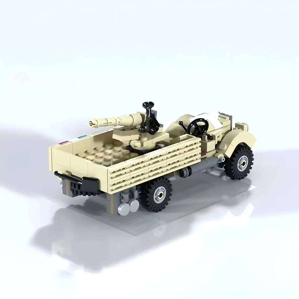 Military War Series MOC Building Blocks Toy Italian Off road Command Vehicle Automatic Cannon Truck M11-39 Medium Tank Model Z260306