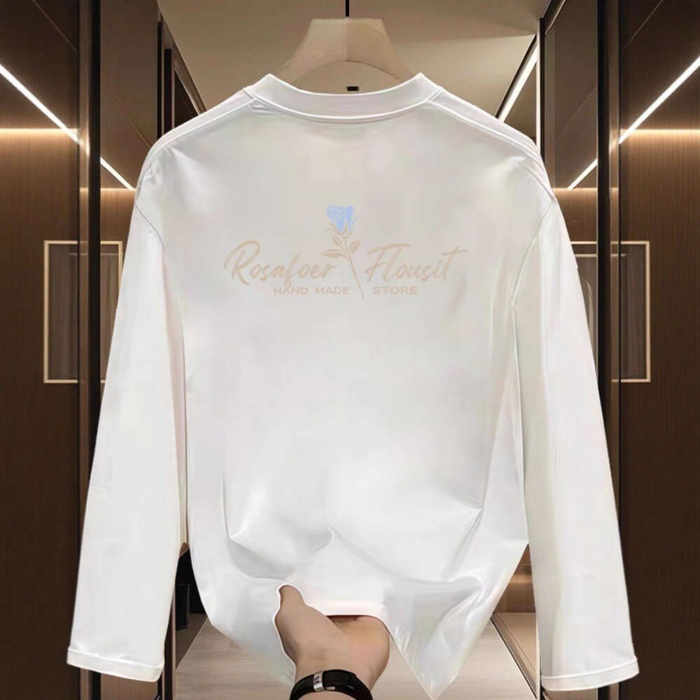Spring and autumn pure cotton long-sleeve t-shirt for men, trendy brand ins style, printed large size loose-fitting base shirt