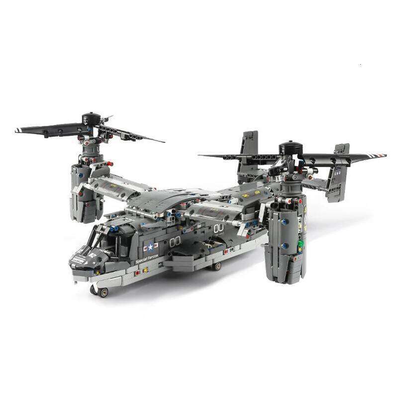 WW2 Technical Electric Osprey Transport Aircraft Building Blocks High-Tech Sets Military Fighter Bricks Boys Toys for Kids Gifts Z260306