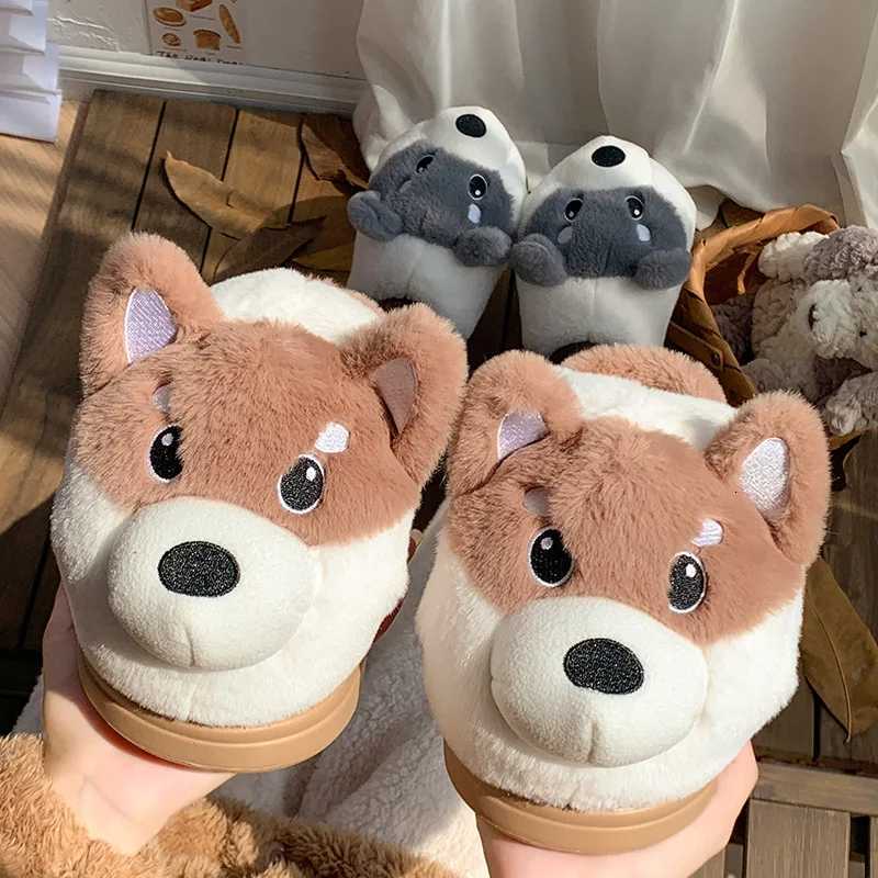 Cotton slippers womens winter bag with new cute fur and plush thick sole anti slip warm cotton shoes mens winter S260305