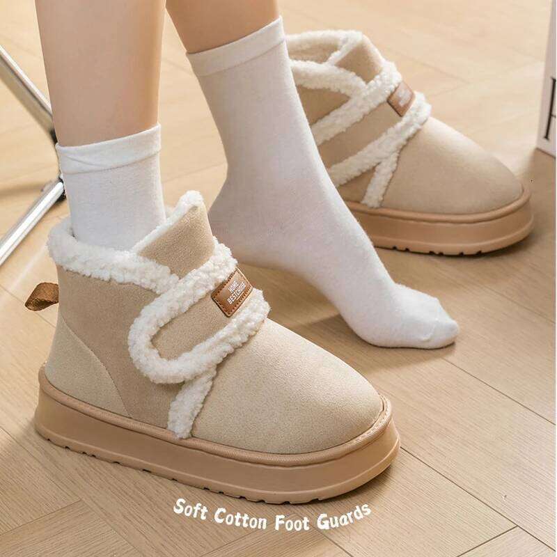 Litfun Winter Fluffy Cotton Non-slip Platform Indoor Snow Plush Lining Warm Comfy House Women's Ankle Boots