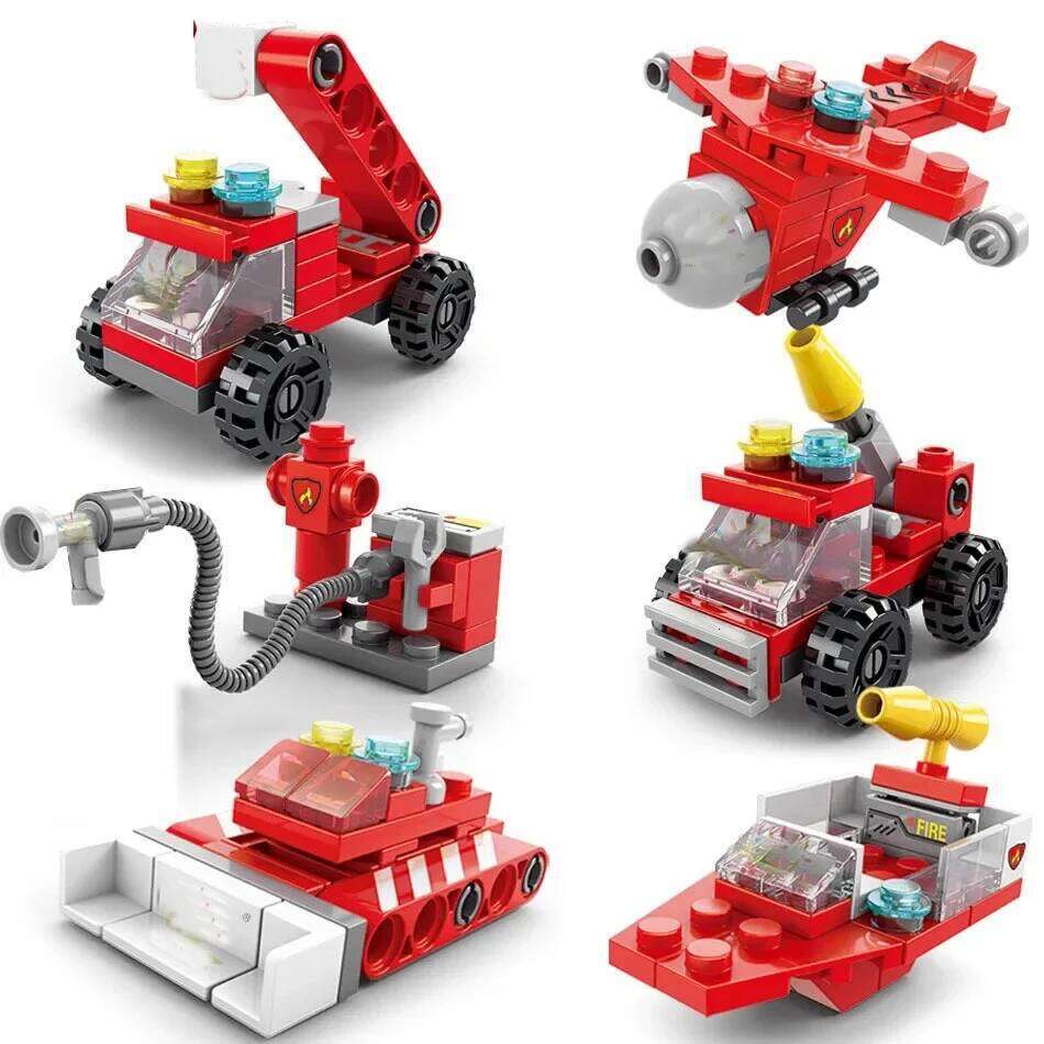 142Pcs City Truck Fighting Building Blocks Sets Fire Brigade Car Model Toy Small Particles Bricks DIY Educational Toys for Z260306