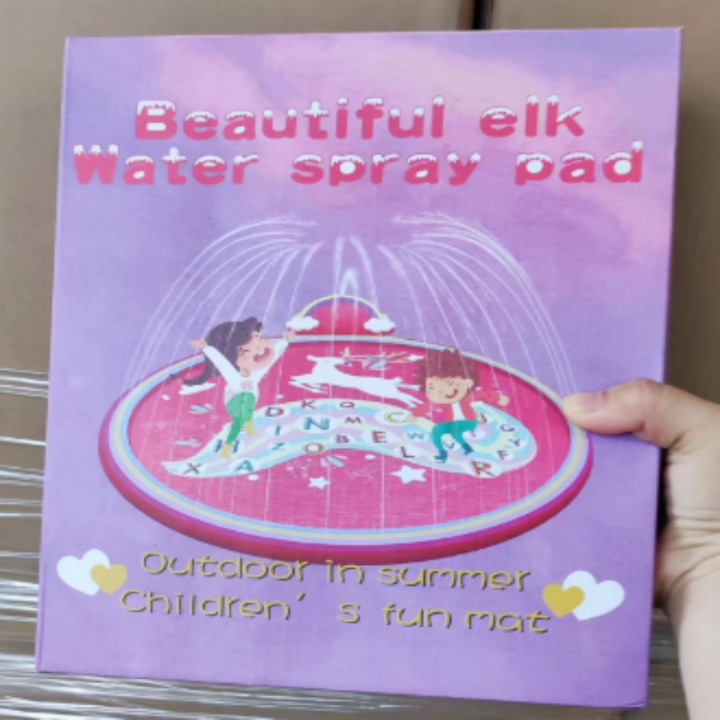 Pink Deer Sprinkler Splash Pad for Kids 68" - Inflatable Outdoor Water Toys for Toddlers Ages 3-8, Summer Backyard Pool Party Play Mat