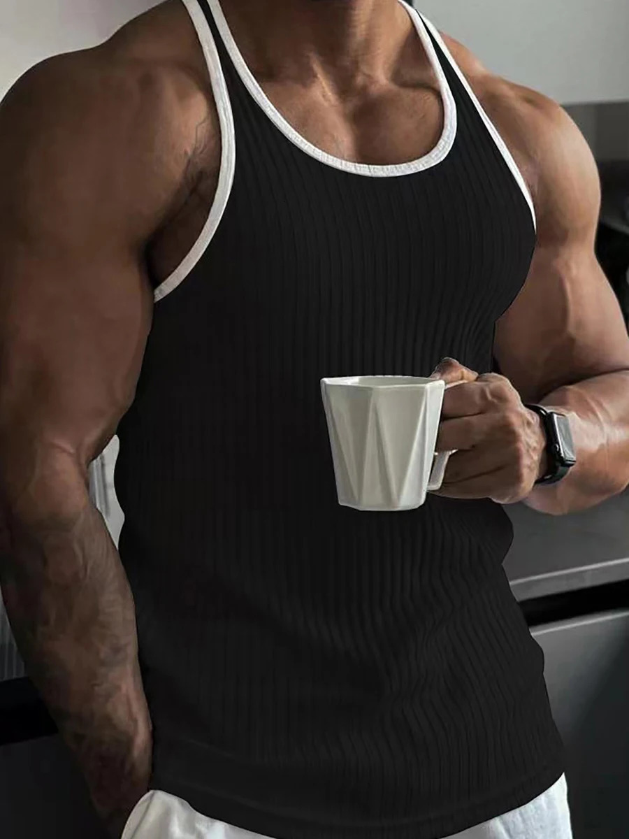 Men s Sleeveless Muscle Tank Tops with Racerback for Workout Training and Gym Fitness - Casual Streetwear Style 260306