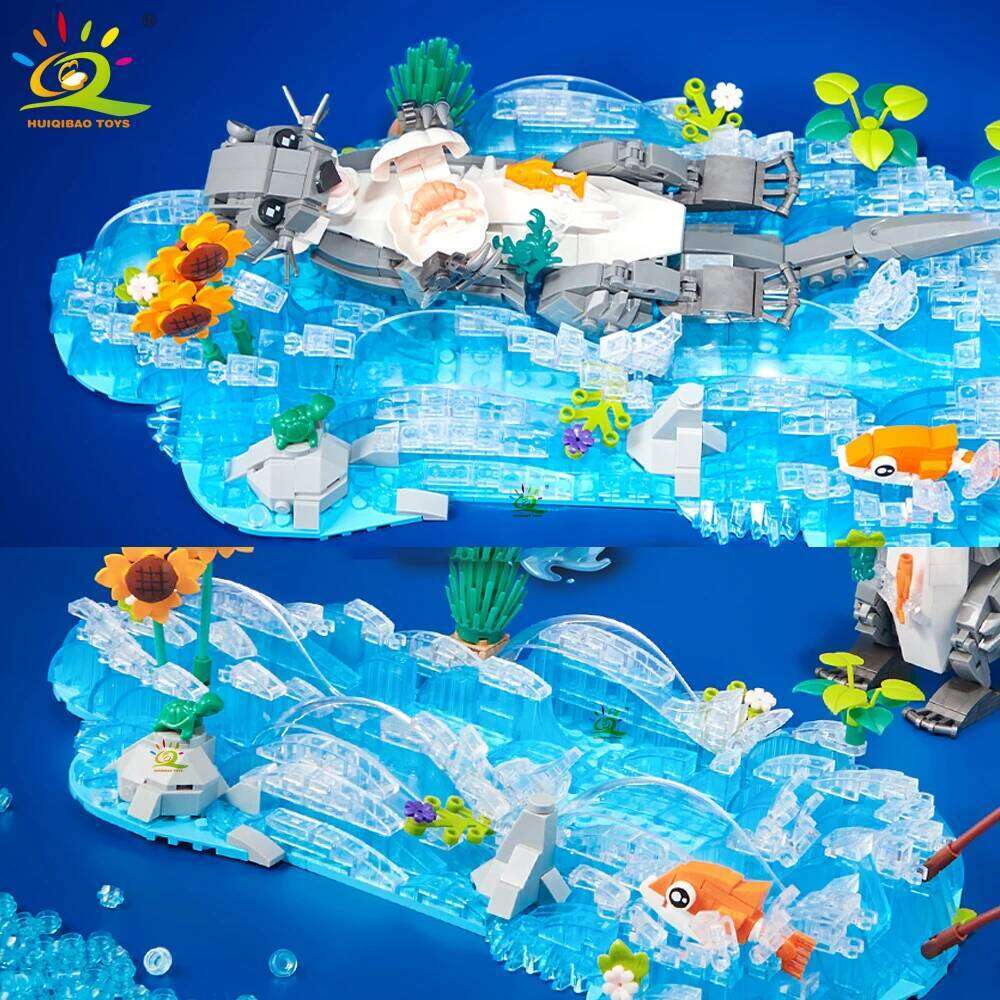 HUIQIBAO MOC Otter Animal Model Building Block Brick Boy Assembly Construction Toy For Children Kid DIY Game Home Desk Decor Z260306