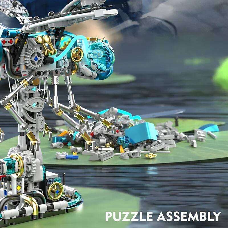 866PCS Mechanical Dragonfly Building Blocks Insect Series Model Bricks With Light Desktop Ornaments Kids DIY Toys Holiday Gifts Z260305