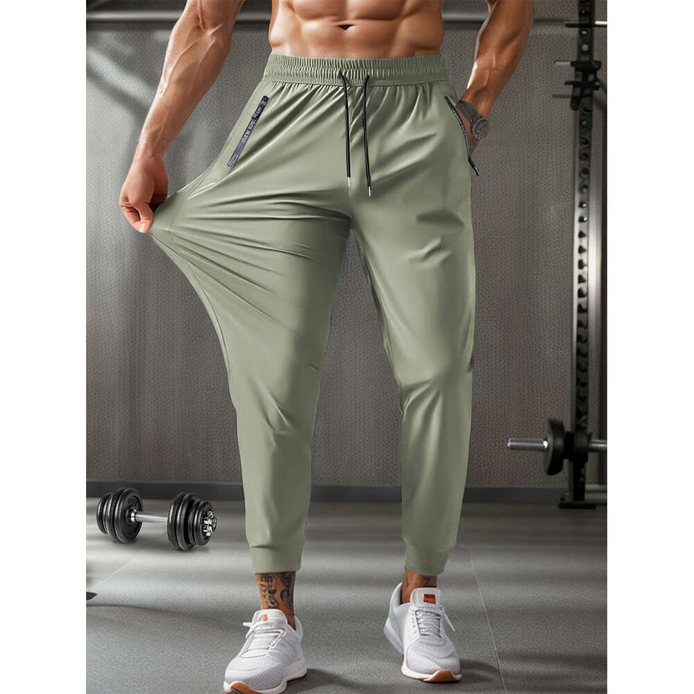 Summer Nylon Ice Silk Men's Thin Breathable Large Size Casual Stretch Long Boxer Quick-Dry Pants