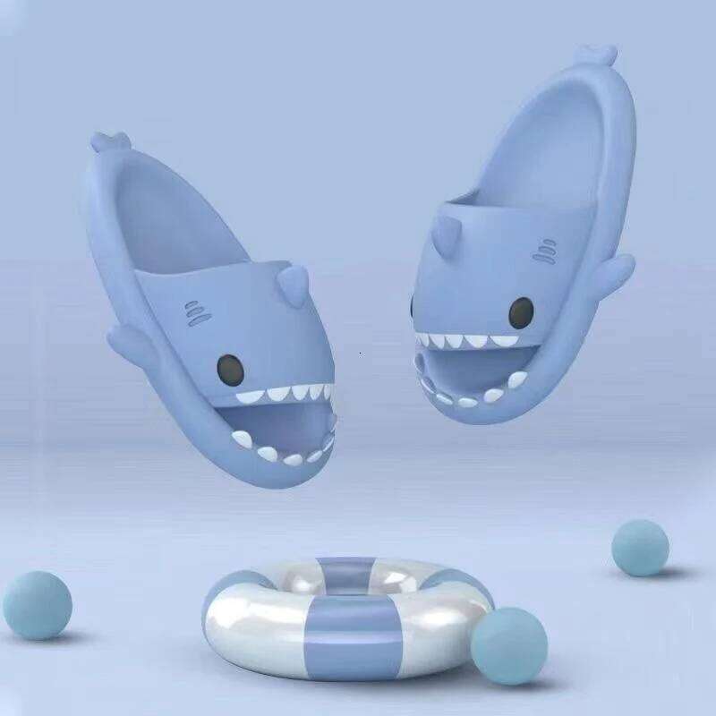 Litfun Cute Slippers For Men Women Outdoor Thick Sole Beach Sandals Summer New Cartoon Flip Flops Soft House Shark Slides