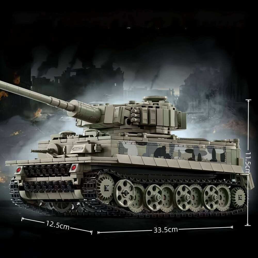 Military Series Model Tiger Heavy Tank Building Block Set World War II Creative Toy Suitable as a Holiday Gi Z260306