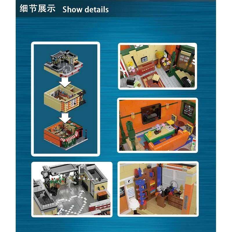 MOC-34463 Creative Expert Friends Apartment Modular Building Blocks Street View City Architecture Models Sets Kid Toys Boy Gifts Z260306