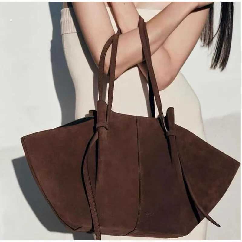 Faux Suede Womens Tote Bag Large Capacity Shoulder Bag Designer Handbag Wing-shaped Storage Bag Chic Frosted Shoppingbag H260306