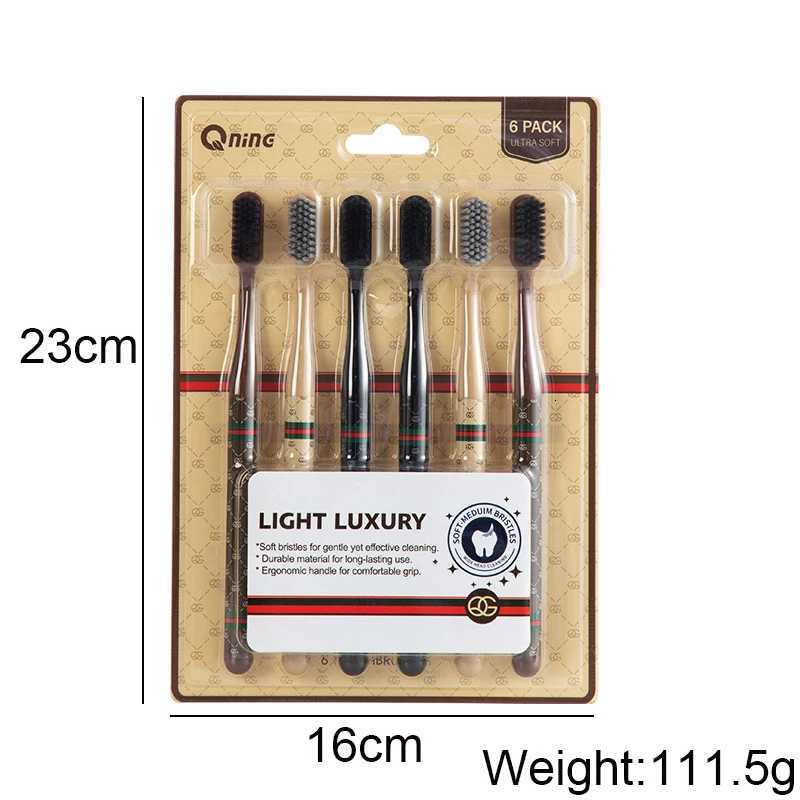 This light luxury 6-piece set of wide-head, fine-thread soft-bristle toothbrushes is a high-grade, travel-friendly oral care essential for adult house