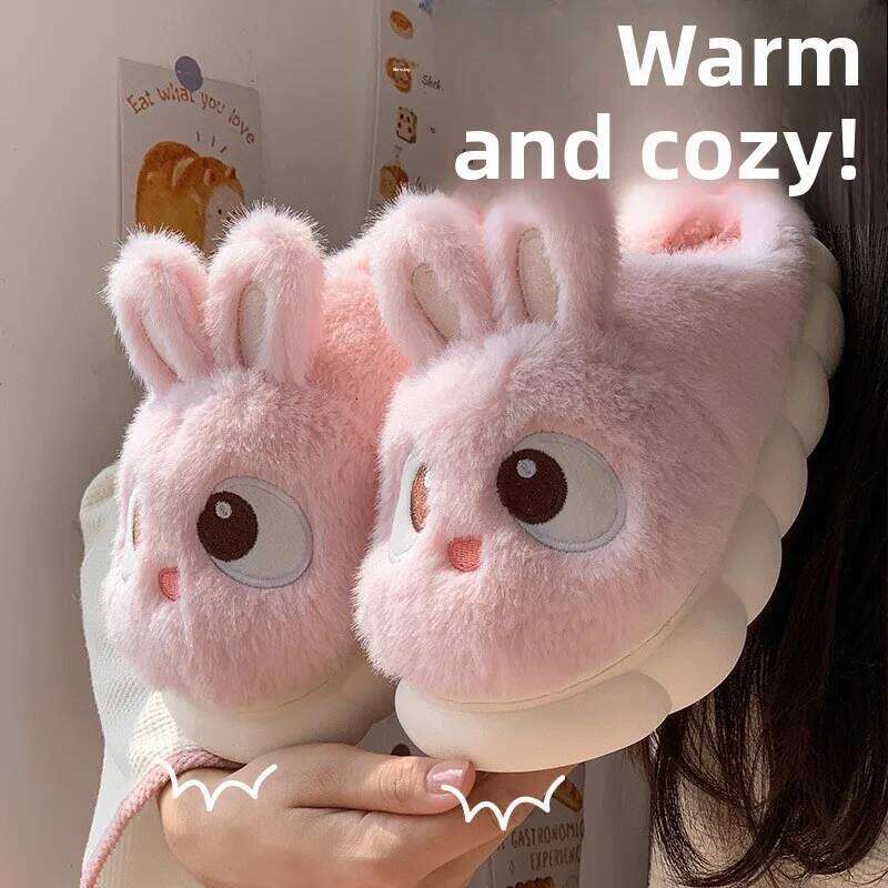 Women's slippers indoor home warm and velvet household parent-child wool cotton shoes women wear outside winter