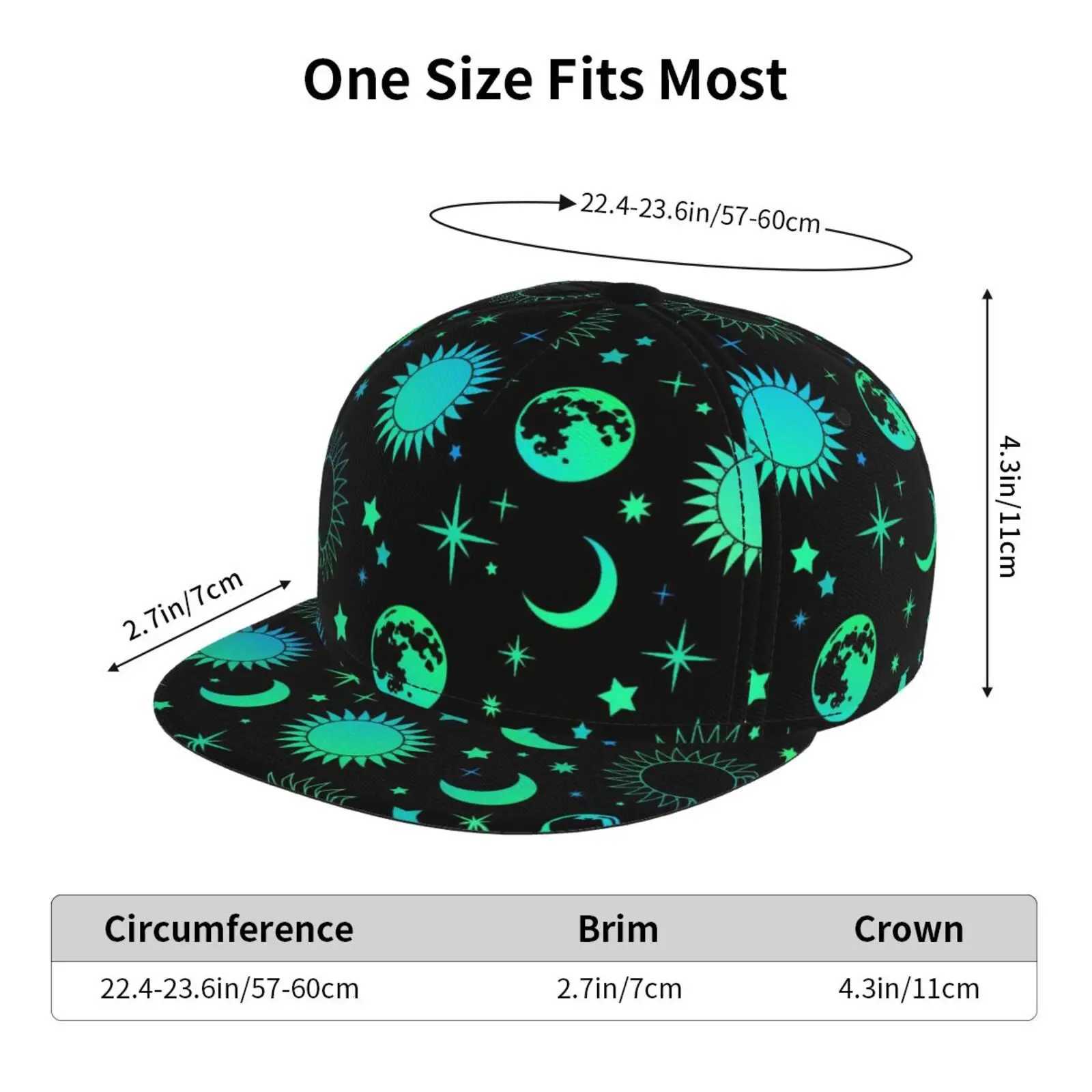 Retro Neon Green Mysterious Sun and Moon Baseball Cap Suitable for Both Men and Women Fun Adjustable Sunshade Baseball Cap S260306