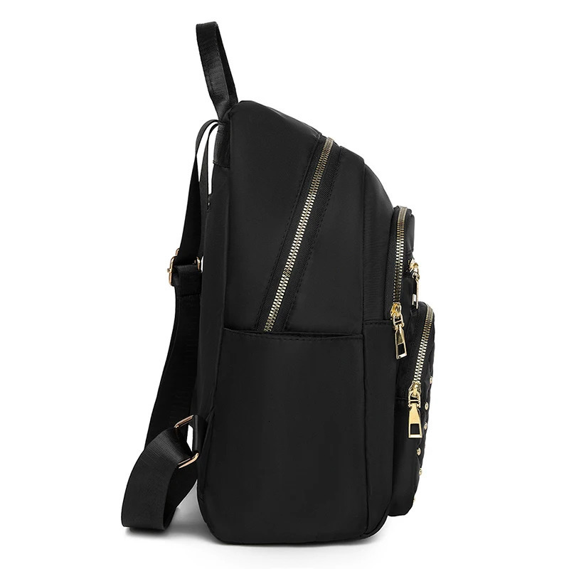 Diamond check embroidered thread riveted backpack womens fashion travel bag casual all-match womens backpack260228