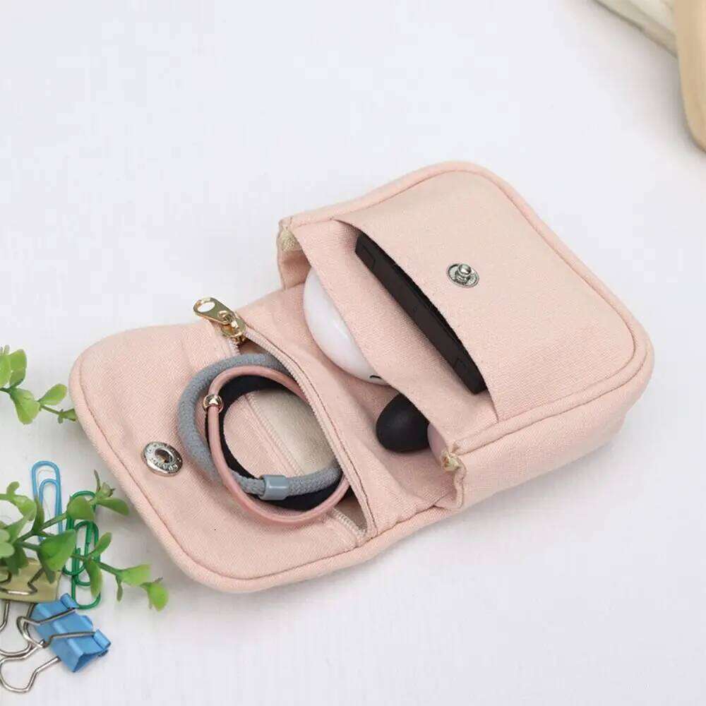 Canvas Mini Portable Coin Purse Solid Color Card Organizer Student Simplicity Wallet Headphone Bag Multifunctional C260304