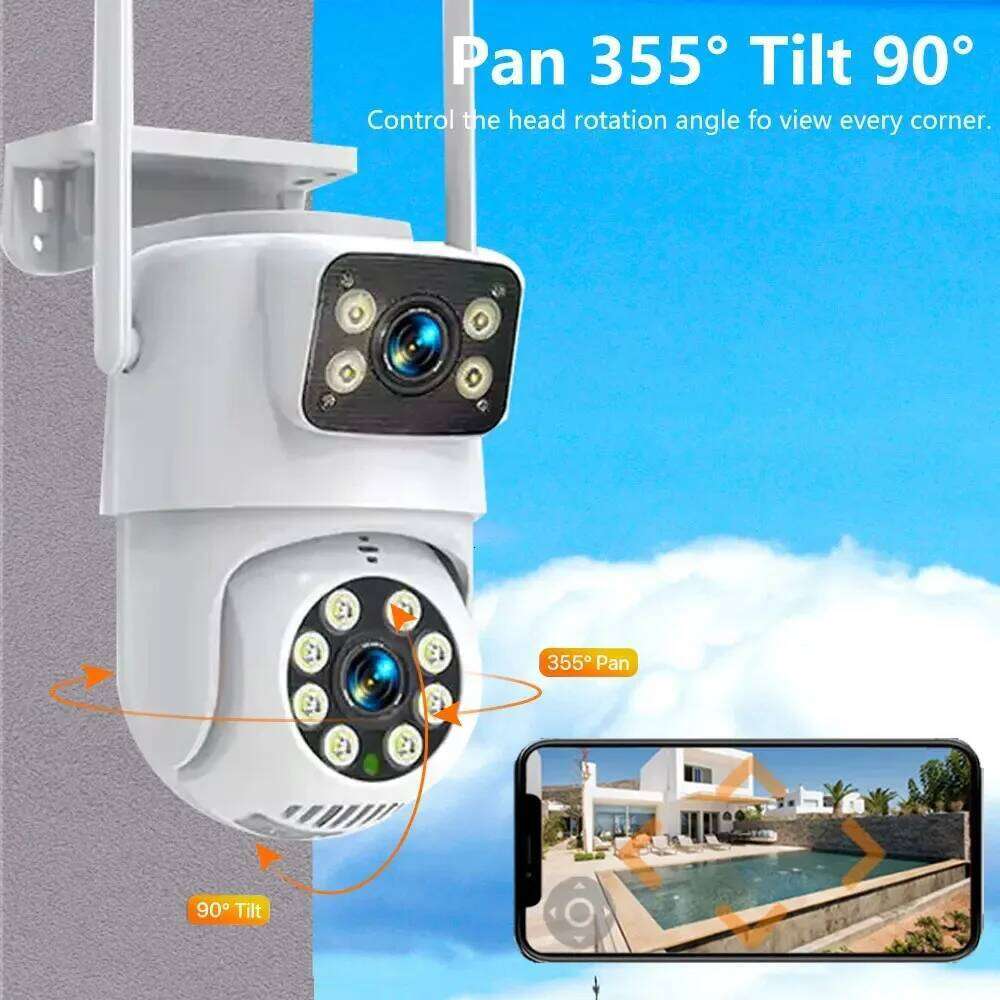 EseeCloud 4K 8MP WIFI IP Lens Dual Screen PTZ CCTV Surveillance Auto Tracking Outdoor Security Camera 26W0306