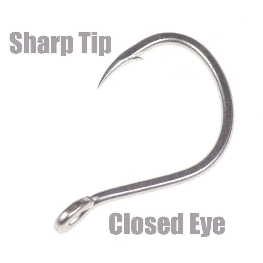 10pcs Matte Tin Anti-rust Saltwater Fishhooks High Carbon Steel Barbed Fishhook Assist Jigging Lure Hook 1# 1/0 2/0 3/0 4/0 5/0 S260305