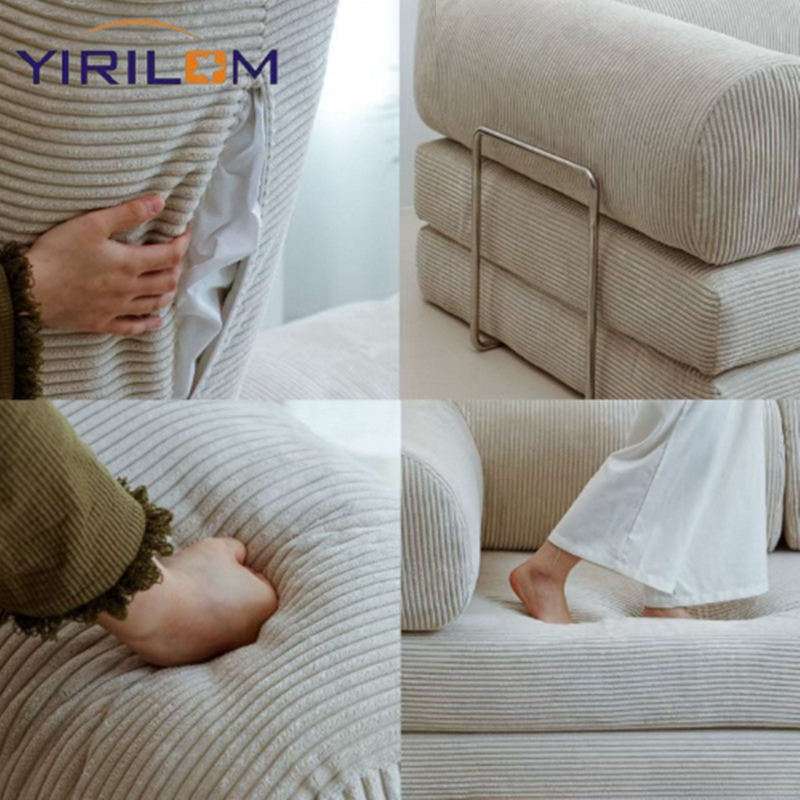 Modern Style Fabric Double Sofa Bed Compression Sectional Sofa Foldable Design for Home Living Room