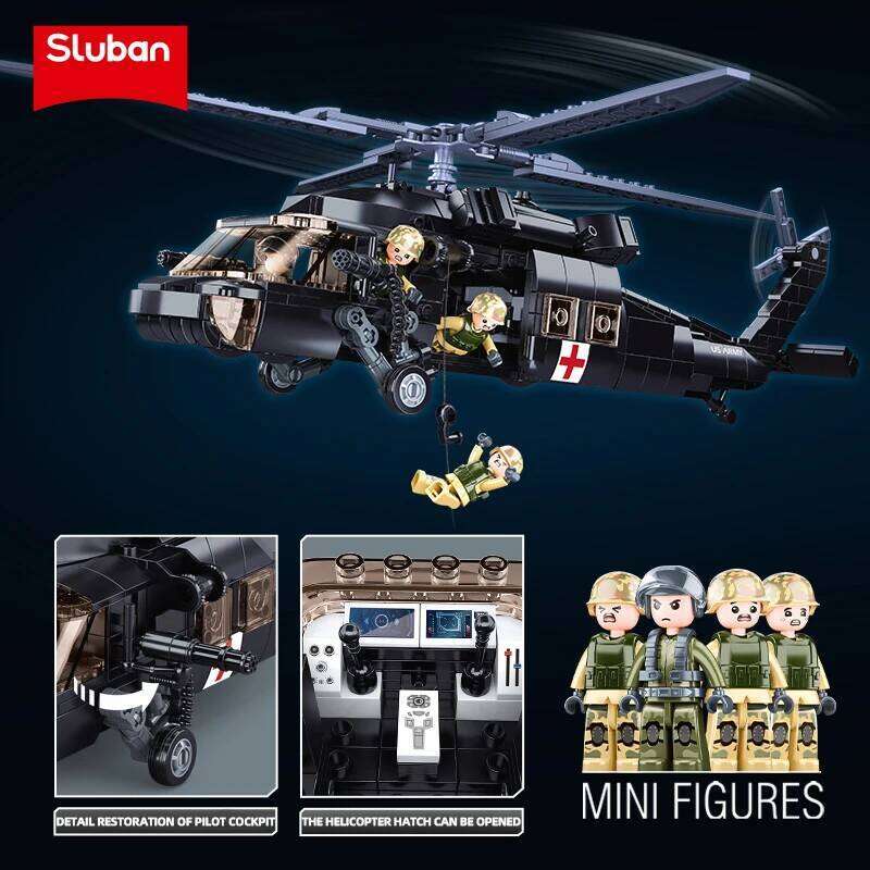 692PCS Military UH-60L Medical Rescue Aircraft Building Blocks Black Hawk Helicopter Model Bricks Kits Kids DIY Toy Holiday Gift Z260305