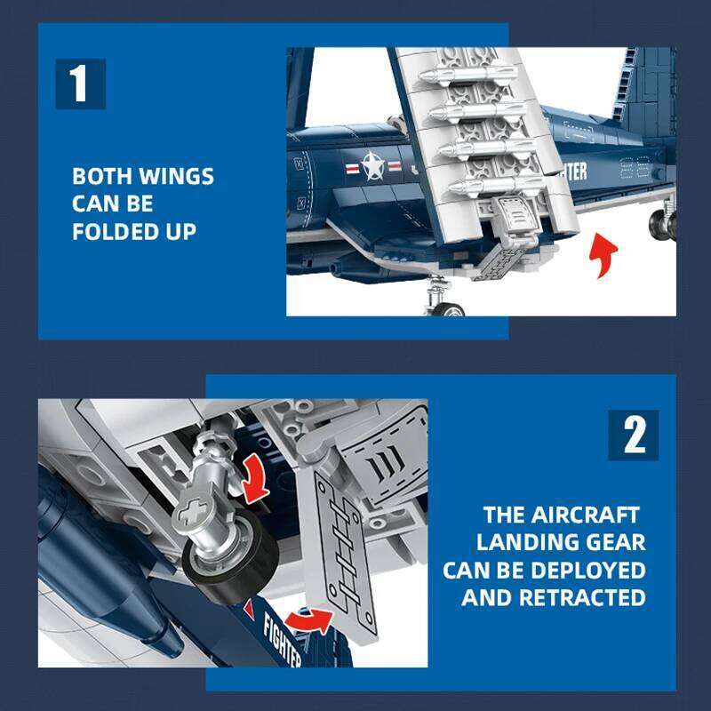 Military Fighter Jets MOC Bricks 3D Model Creative Arms Warplane Building Blocks Plane Children Toys Kids Boys Birthday Gift DIY Z260306