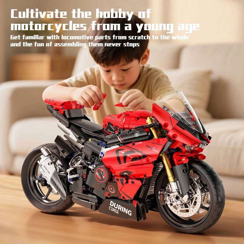 TOYLINX High-Tech 2024PCS 1:5 Scale Motorcycle Building Blocks City Motorbike Locomotive Modular Bricks Model Toys For Kid Gifts Z260305