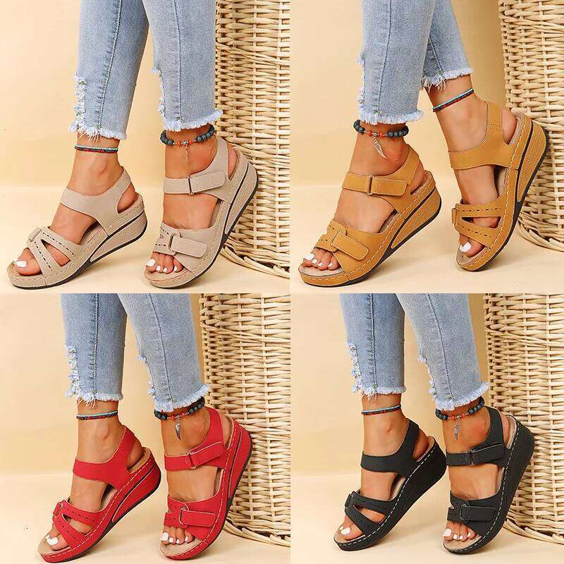 2026 Summer Vintage Roman Sandals Female Fashion Non Slip Beach Open Toe Walking Women Shoes