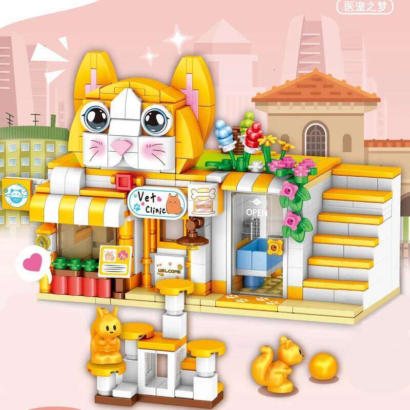 Creative Space Museum Model Girl Series Pet Hospital Building Block Theater DIY Assembly Enducational Decor Toys For Kids Gifts Z260305
