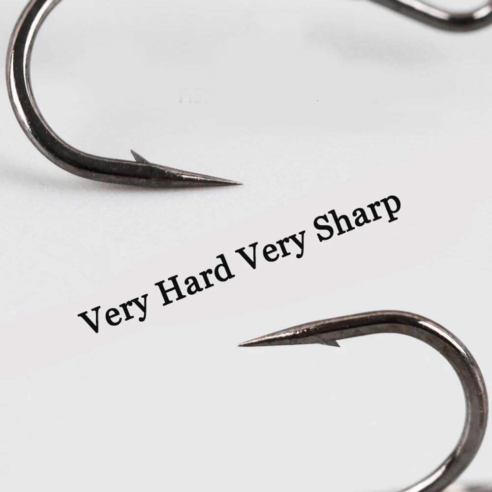 50pcs/box Black Nickel Super Sharp Treble Fishing Hooks Carbon Steel for Hard Round Bent Triple Artificial Lure Fishhooks S260305