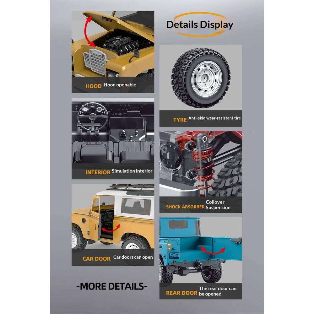 New 1:10 Full Scale Pickup 4X4 Professional Remote Defender Simulated Off-Road Climbing Vehicle RC CAR C260305