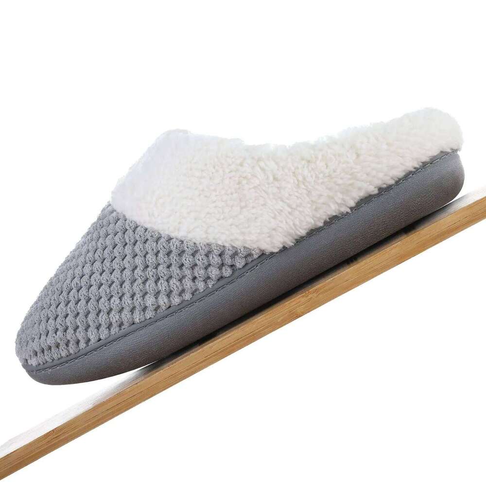 Litfun Winter Fluffy Women's House Plush Lined Cozy Unisex Home Slides Non-slip Warm Memory Foam Indoor Cotton Slippers