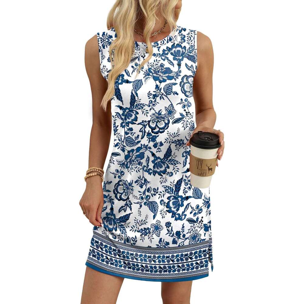 Casual Dresses for Women Crewneck Designer Sleeveless Tank Dress Summer Spring Boho Vacation Clothes