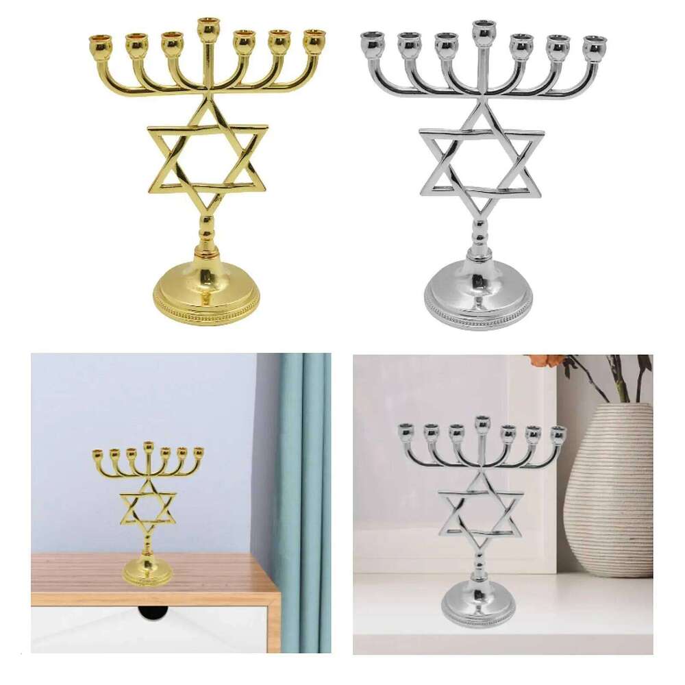 Hanukkah Menorah Metal Candlestick Table Candelabrum Candelabra 7 Branches Candle Holder for Bedroom Cabinet Decor XJ260305