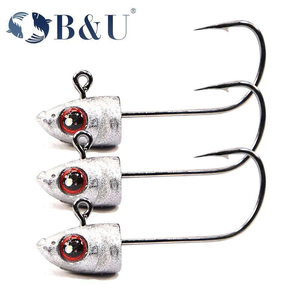 B&U Jig Head Hook Fish Sharp Fishhooks Soft Bait Worm Barbed Hooks Fishing Tackle Hard Lure Y260305