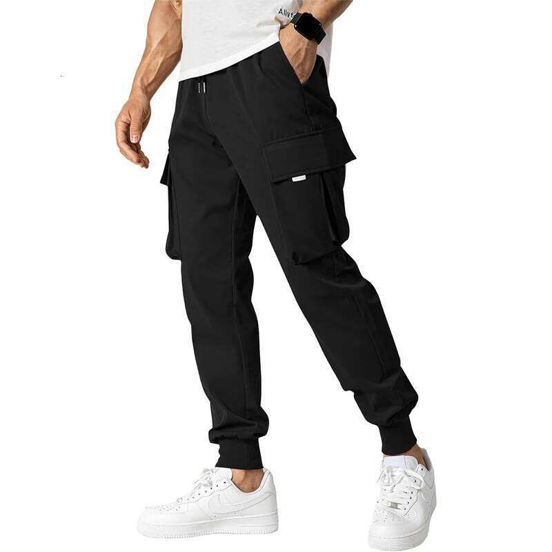 Spring Men's Cargo Trousers Long Sports Sweatpants Elastic Waist Casual Drawstring Streetwear Baggy Pants for Men