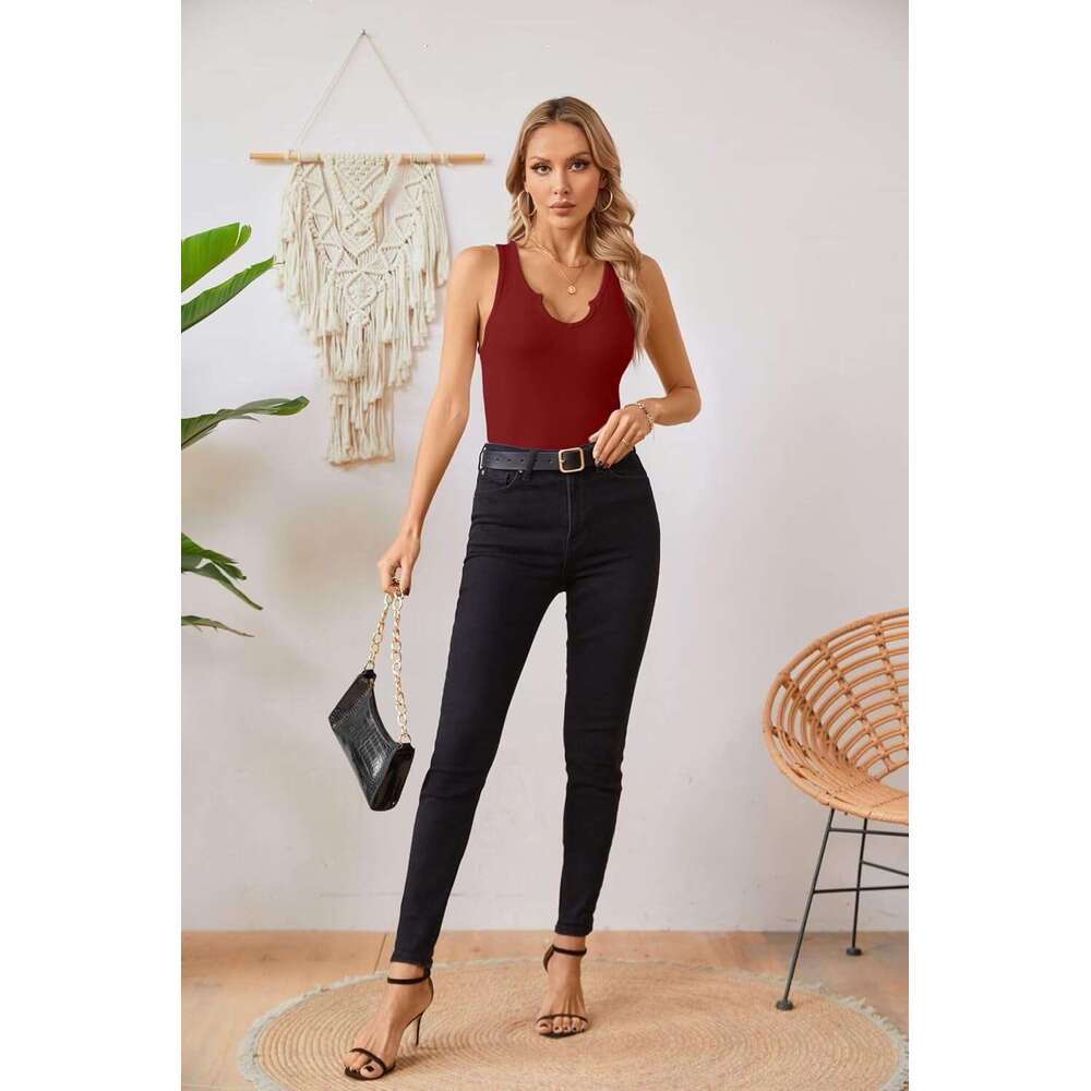 Tank for Women Summer Sleeveless Designer Shirts V Neck Ribbed Slim Fitted Tops Cami Blouses
