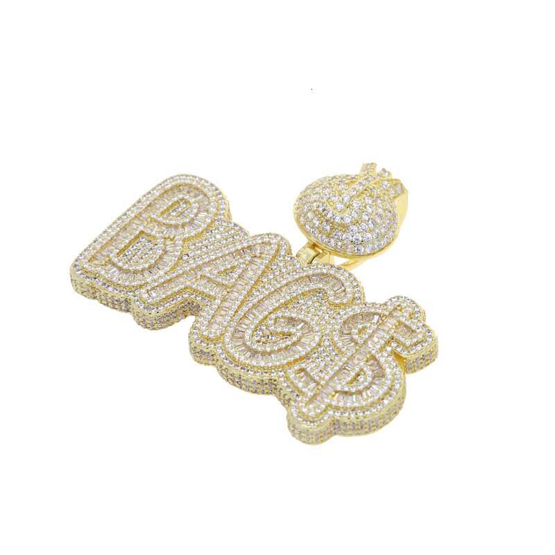 Promotion Iced Out Bling Silver Gold Colors Hip Hop Jewelry Micro Pave vvs moissanite Letter Dollar Money Bag Mens Pendant