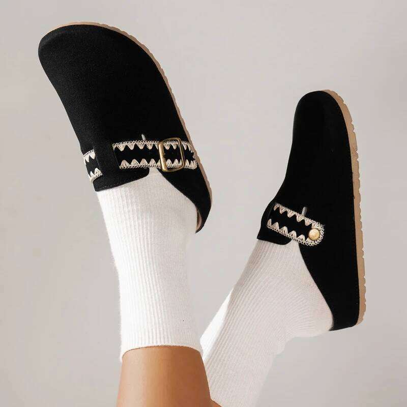 Women Suede Cork Footbed Clogs Soft Leather Adjustable Buckle Slip-on Fashion Casual Shoes Sandals Beach Slippers